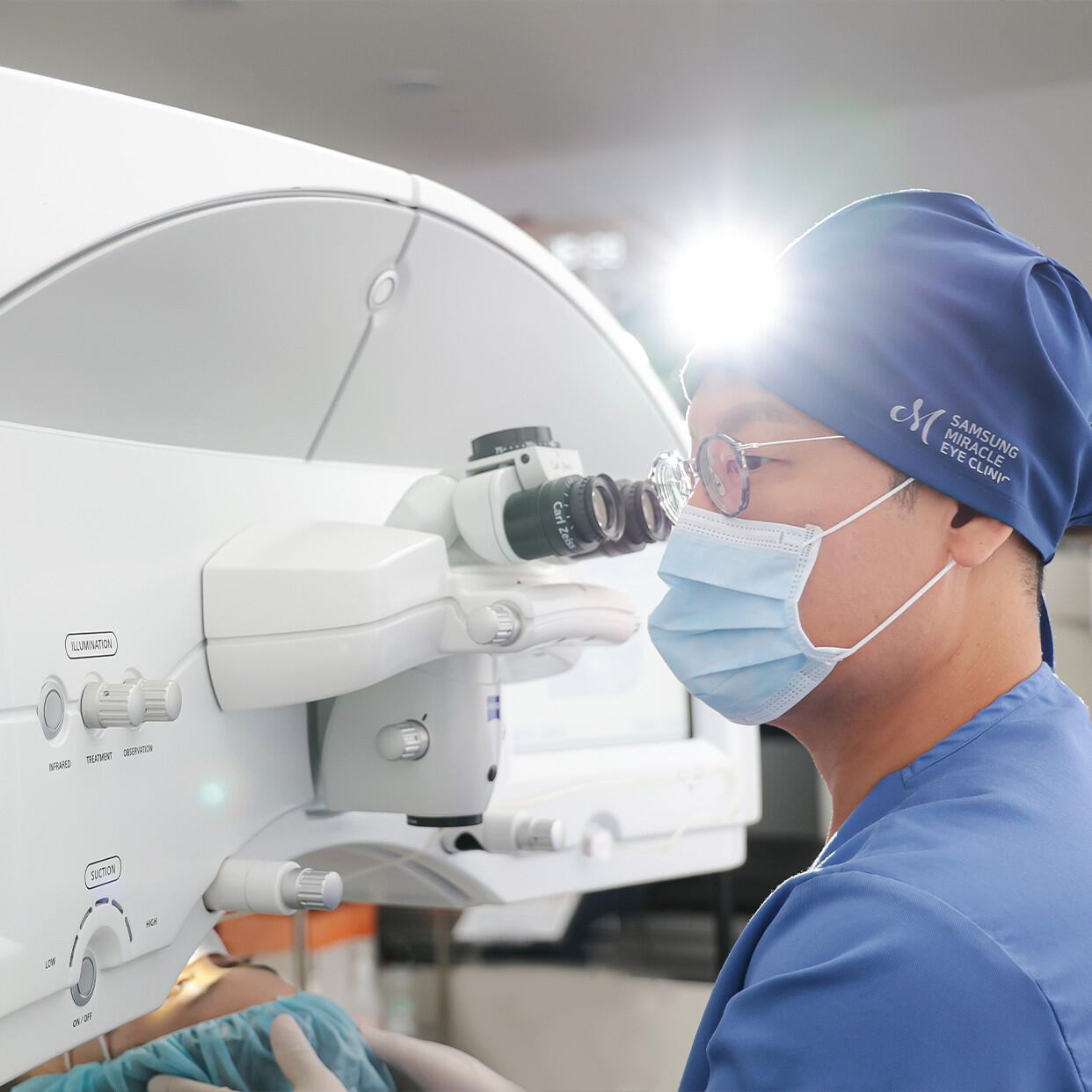 Dr. Park performing cataract and IOL surgery at Samsung Miracle Eye Clinic in Seoul, Korea
